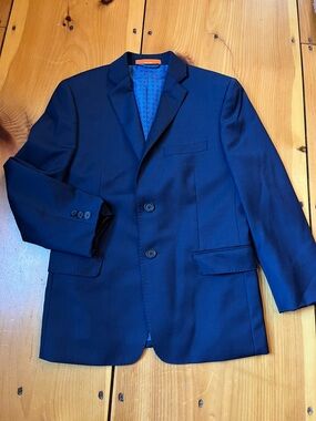 SIMON & SONS 14 Navy Blue 100% Wool Blazer Jacket Boys